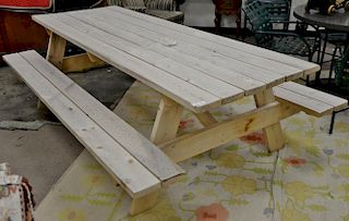 Amish cedar picnic table, ht. 30in., top: 33 1/2" x 96"