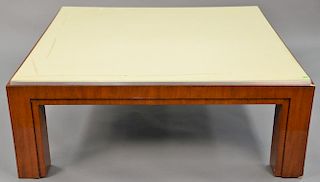 Ralph Lauren coffee table (veneer chips). ht. 18 in., top: 48" x 48"