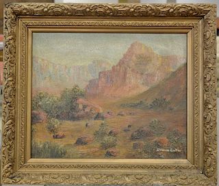 Two framed oil on canvas paintings including Western Canyon landscape, signed lower right D. Warren Curtiss, 18" x 22" and a 