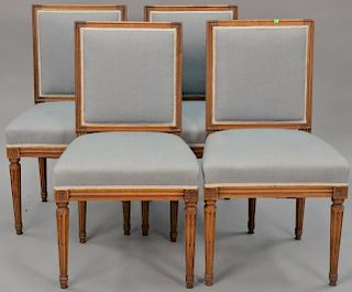 Set of four Louis XVI style side chairs.   Provenance: The Estate of Thomas F Hodgman of Fairfield, Connecticut