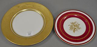 Twenty-three piece lot to include eleven Czechoslovakia Puls porcelain plates with gold rim (dia. 11in.) and twelve Limoges L