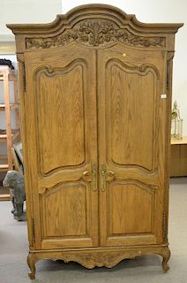 Louis XV style two door armoire with four fitted interior drawers, plus shelf, ht