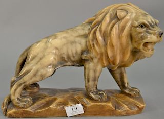 Alabaster lion sculpture. ht. 12 in., lg. 15 in.