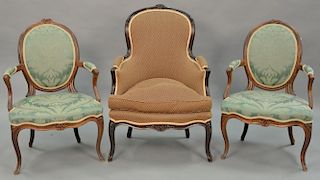 Three Louis XV style chairs.   Provenance: The Estate of Thomas F Hodgman of Fairfield, Connecticut