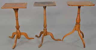 Three Federal candle stands. ht. 26 1/4 in., 27 in., & 27 in.  Provenance: From the Estate of Faith K. Tiberio of Sherborn, M