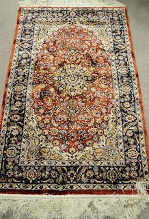 Kashan silk Oriental throw rug. 3' x 5'