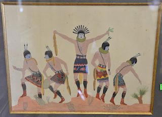 Harrison Begay (1914-2012), gouache/paper, Navajo ya bi Chai Gods, signed lower right: H. Begay, purchased at "The Studio" U.