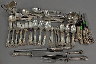 Gorham sterling silver flatware set, setting for twelve to include 12 dinner forks, 12 salad forks, 12 soup spoons, 12 teaspo