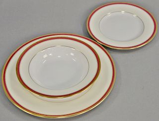Thirty-six total pieces to include partial set of Minton china marked Minton 4-50, 12 dinner plates, 12 soup bowls, 12 lunch 