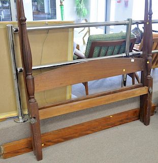 Sheraton mahogany canopy bed with fluted columns and original rails, circa 1830 (canopy not included). ht. 57 in., lg. 74 1/2