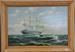 Robert Sanders (20th century), oil on canvas, Clipper Ship in Rough Seas, signed lower right: Robert Sanders, 24" x 36".