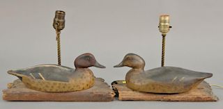 Two duck decoys made into table lamps.  decoy length 12 inches  Provenance: From the Estate of Henry L. Ferguson of Bloomfiel