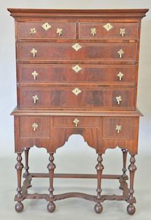 William and Mary walnut highboy (restored). ht. 64 in., wd. 36 1/2 in.