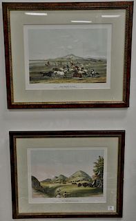 After George Catlin (1796-1872), two prints, "Wild Horses, at Play", plate No. 3, from The North American Indian Portfolio pu