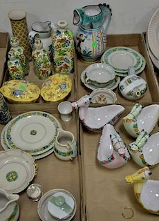 Four tray lots of Italian Majolica to include Deruta fish pitcher, earthenware hand painted set, etc.