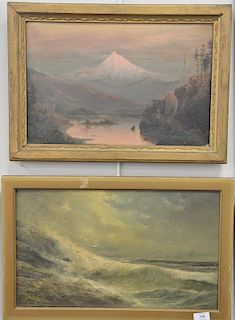 Two framed oil on canvas paintings to include Henry A. Duessel (1858-1919), oil on canvas, seascape, signed lower left: H.A. 