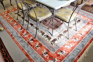 Silk Oriental carpet. 8' x 10'  Provenance: From the Estate of Faith K. Tiberio of Sherborn, Massachusetts