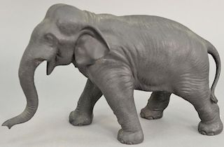 Japanese bronze elephant sculpture, signed on bottom. ht. 8 in., lg. 13 1/2 in.   Provenance: The Estate of Thomas F Hodgman 