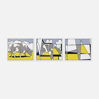 Roy Lichtenstein, Cow Triptych (Cow Going Abstract)