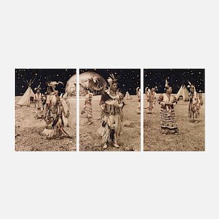 Yoshio Itagaki, Native American Reservation on the Moon #4 (triptych)
