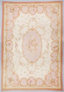 Antique Mansion-Size Aubusson Carpet: 14'6'' x 20'8''