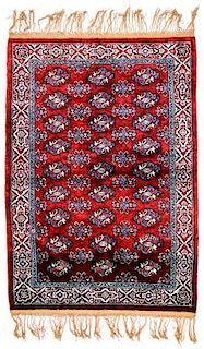 Semi-Antique Silk Turkmen Rug, Central Asia: 4'2'' x 6'1''