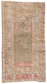 19th C. Ghiordes Prayer Rug, Turkey: 4'8'' x 8'4''