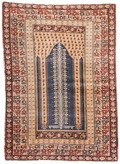 Antique Anatolian Prayer Rug, Turkey: 4'2'' x 5'8''