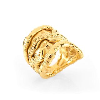 Jean Mahie, French (20th-21st cent.) 22 Karat Yellow Gold Ring. Signed, stamped 22K. Very good cond