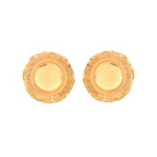 Jean Mahie, French (20th-21st cent.) 18 Karat Yellow Gold Earrings. Stamped 18K. Purchased at Neima