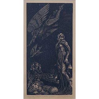 Fritz Eichenberg, German (1901-1990) Wood engraving "And She Became A Pillar Of Salt". Signed, titl