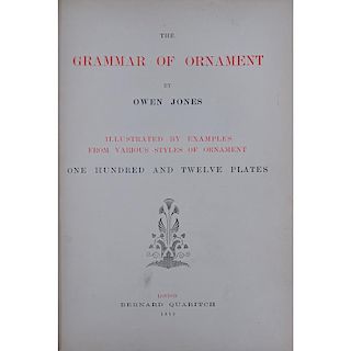 Owen Jones, British (1809–1874) Book with color plates "The Grammar of Ornament" 1910. Hardcover, g