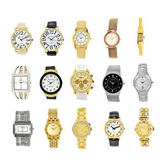 Lot of Fifteen (15) Fashion Watches. Various makers. "As Is" Condition. The gallery does not warran