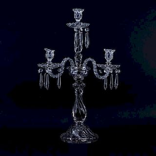 Baccarat Style Crystal Candelabra. Unsigned. AS IS condition, with missing arms, losses, breaks. Pl