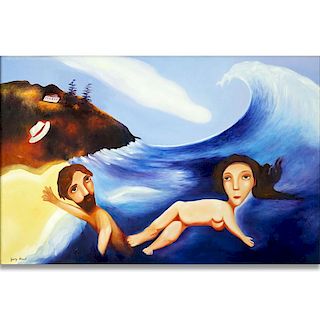 After: Garry Shead, Australian ( b. 1942) Oil on Canvas "The Wave" Signed Lower Left. Good conditio