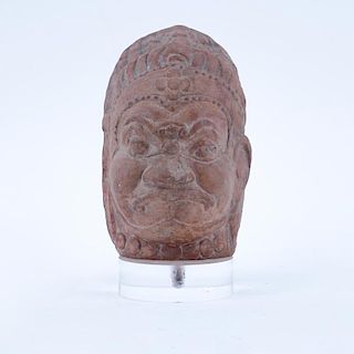 Ancient Chinese Terra Cotta Bust "Deity" Unsigned. Overall good condition with losses consistent to