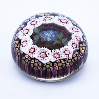Vintage Millefiori Baccarat Style Glass paperweight. Unsigned. Good condition. Measures 2" H. Shipp