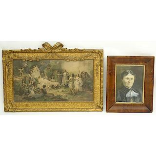 Grouping of Two (2) Prints,  Portrait and After: Emanuel Oberhauser. Good condition. Largest frame