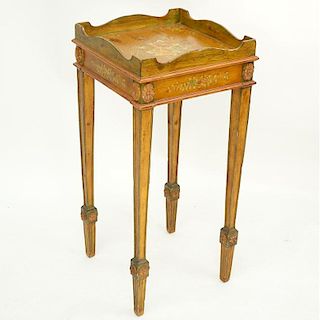 Vintage Sarreid LTD., Edwardian Style Pine Side Table. Sarreid LTD tag affixed on underside. Some s