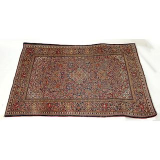 Semi Antique Persian Oriental Rug. Loss to fringes, fading, wear to edges, dirty. Measures 79" H x