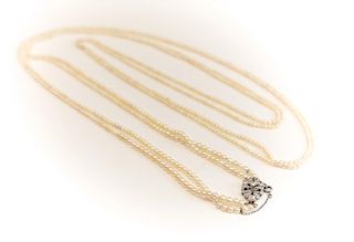 Opera Length Double Strand Pearl Necklace