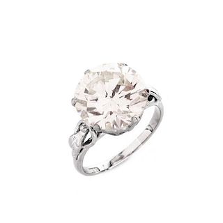 GIA Certified 9.44 Carat Round Brilliant Cut Diamond and 18 Karat White Gold Engagement Ring. Diamo