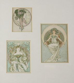 Alphonse Mucha (Czech, 1860-1939) Three Postcards