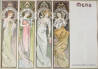 Alphonse Mucha (Czech, 1860-1939) Menu Cards