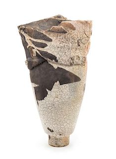 Paul Soldner, (American, 1921-2011), Raku-fired earthenware vase