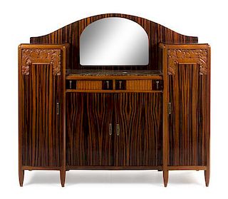 Art Deco, 1930s, serving cabinet, with mirror and marble inset