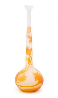 Emile Galle, (French, 1846-1904), a cameo glass vase, of bottle form