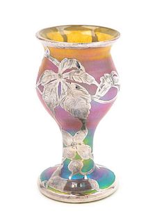 * Loetz, EARLY 20TH CENTURY, a silver overlay vase, of baluster form with foliate overlays