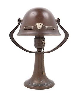 * Attributed to Heintz, FIRST HALF 20TH CENTURY, a copper and silver overlay table lamp