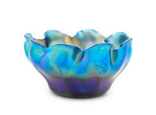 Tiffany Studios, EARLY 20TH CENTURY, a Favrile glass bowl, with blue iridescence